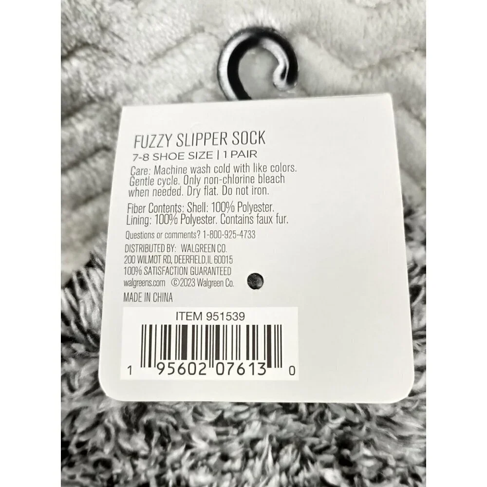 West Loop Women's Gray Fuzzy Slipper Socks size 7-8